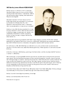 A preview of a PDF biography for Minett, Stanley James